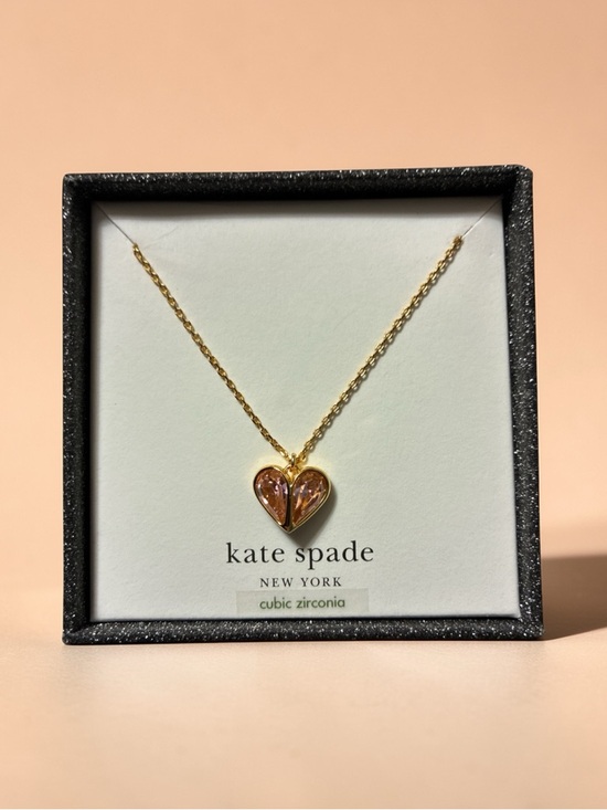 kate spade Jewelry - Kate Spade New York Pink Crystal Heart Necklace NWT
